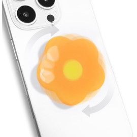 On The Grip Daisy Phone Grip with Fidget Spinner – Adhesive Type, Floral Design, Secure Hold, Durable and Lightweight, Compatible with Most Smartphones (Coral)
