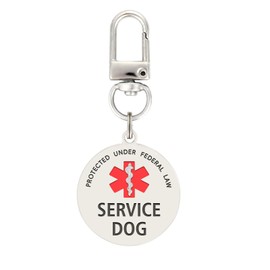 Service Dog Tag For Harness, Service dog ID Tag,Double Side Engraved Protected Under Federal Law with Medical Alert Symbol Easily Attach to Dog Collar, Harness or Vest (M)