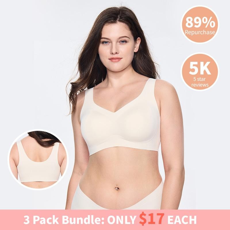 SOFT INTENTION Women's Seamless Bra Wireless Bra Full Coverage Push