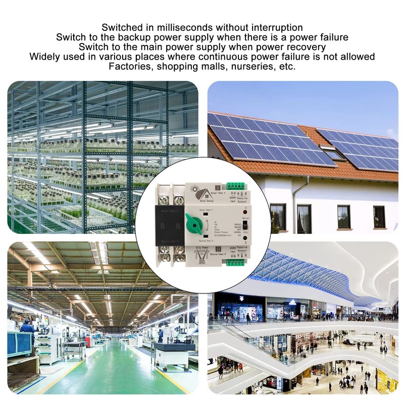 2P AC-220V ATS, Home Dual Power Automatic Converter Switch, Solar
