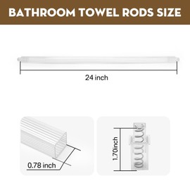 IWIWE 24 Inch Clear Square Towel Bar Replacement Rod for Ceramic Holder - Spring Loaded Adjustable Plastic Towel Rod for Bathroom and Kitchen Porcelain Holders (Reliable Plastic)