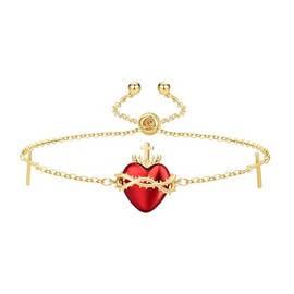 TALYKONG Sacred Heart of Jesus Bracelet for Women Catholic Christmas Jewelry Gifts for Women