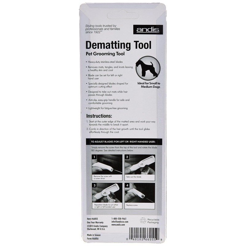 Andis 66055 Dematting 9-Blade Tool - Reduces Shedding, Safe on