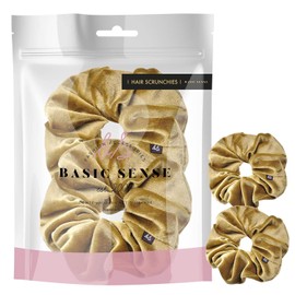 2 PCS Premium Large Hair Velvet Scrunchies Ties Bands Updo Ponytail Bobble Scrunchy Holder For Women Girl Kids, Golden Brown