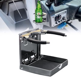 Adjustable Stainless Steel Folding Cup Holder for Boat, RV, Camper, Yacht & Car, Fits Mugs & Cans with 2.2"-3.38" Dia