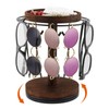 Kazheon 360° Rotating Sunglasses Organizer with Wood Tray and Base,Glasses