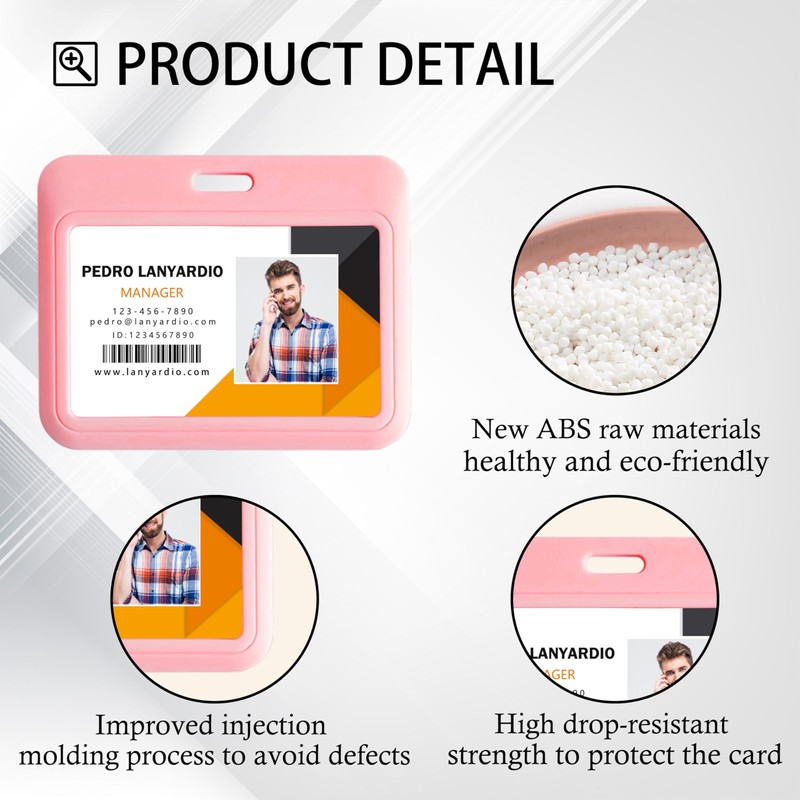 Lanyardio 1 Pack Sliding Horizontal ID Badge Holder Hard Pink