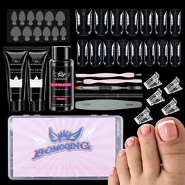 Poly Nail Gel Toe Form Kit,15 Sizes 150Pcs Reusable Dual Toenail Forms for Builder Gel ,with Slip Solution, Nail Clips, Brush Pen, Nail File & Cuticle Pusher for Salon & DIY at Home