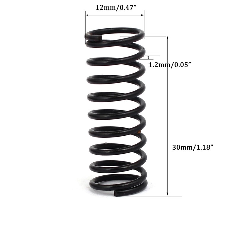 TOP-VIGOR 10Pcs Compression Spring, 1.2mm Wire Dia, 12mm OD, 30mm