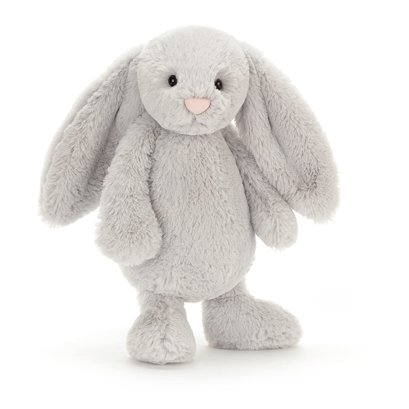 Jellycat Bashful Grey Bunny Stuffed Animal, Medium 12 inches -