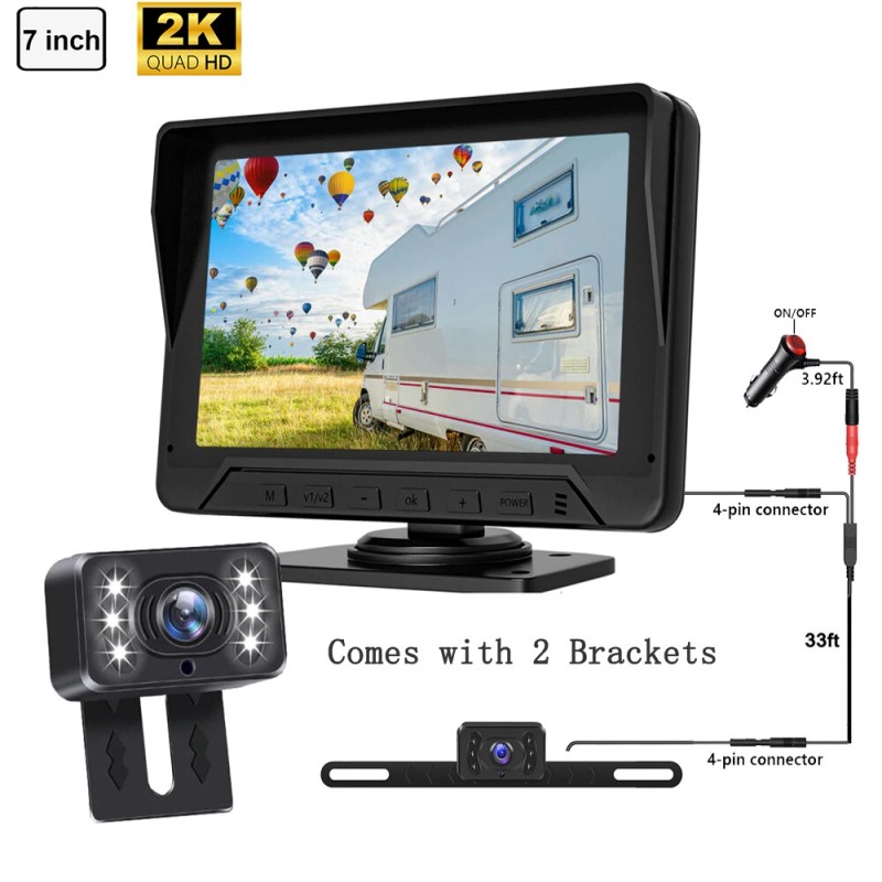 Yuanting 7'' Backup Camera and Monitor Kit System Back Parking