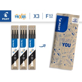 PILOT FriXion Refills 0.5 - Pack of 9 - Colour Black - FriXion Erasable Ink Refills - Compatible with FriXion Ball & FriXion Clicker 0.5 - Fine Strength - Gel Rollerball Refill