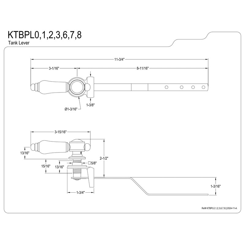 Kingston Brass KTBPL6 Bel Air Front Mount Toilet Tank Lever,