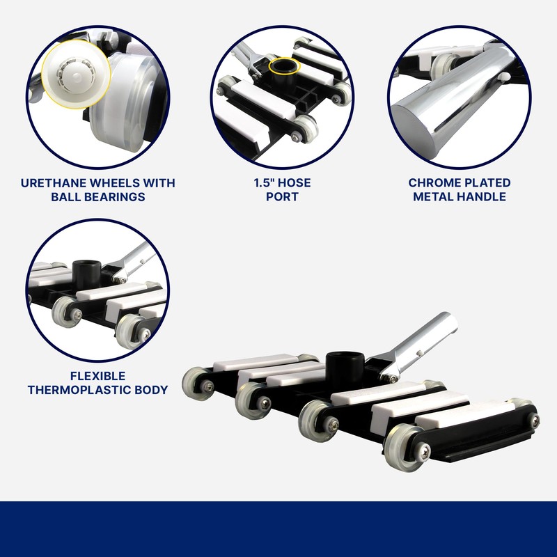 FibroPool Professional-Grade Flexible Pool Vacuum Head - Extra-Wide, Weighted Design