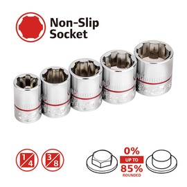 Ingersoll Rand 9 Piece Tech Solutions Metric Non-Slip Socket Set, Sizes: 8-19mm, Patented Twist Design for Tighter Grip as Sockets Turn, with Thermoform Organizer Tray – 752039X