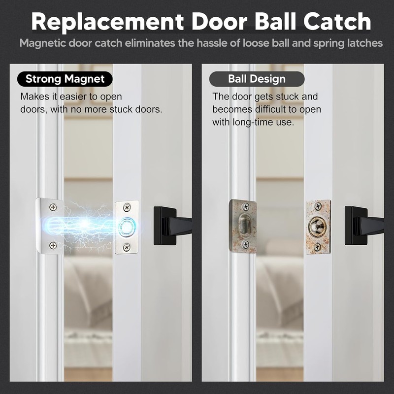 Magnetic Ball Door Catch, Grey, Concealed Hardware Lock for French