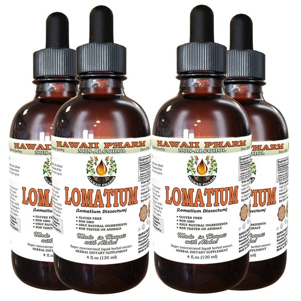 Lomatium Alcohol-Free Liquid Extract, Lomatium (Lomatium Dissectum) Dried Root Glycerite Herbal Supplement 4x4 oz
