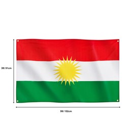 Runesol Kurdistan Flag, 91x152cm, 3ft x 5ft, Kurdish National Flag, 4 Grommets, Eyelet In Every Corner, Alaya Rengîn, Premium Flags, Inside, Outside, Vivid Colours