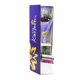 KaBloom PRIME NEXT DAY DELIVERY - Fall Collection - Sapphire Red Bouquet of Fresh Red Roses and Exotic Blue Orchids with Vase.Gift for Birthday, Valentine, Mother’s Day Fresh Flowers