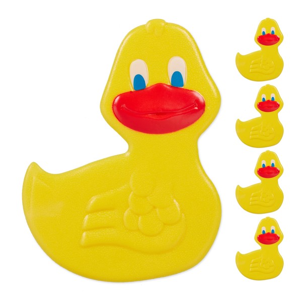 Relaxdays Children's Bath Stickers, Set of 5, Animal Design Duck