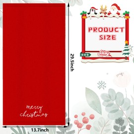 JarThenaAMCS 2Pcs Merry Christmas Hand Towels Red Green Cotton Embroidered Bathroom Towel Xmas Dish Towel for Drying Cleaning Cooking Gift, 29.5 x 13.7 Inch
