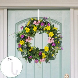 iHMeiju Over The Door Hooks Set of 4, Single Hooks Hanger Metal for Hanging Towel Coats Clothes Hats Bags Bathroom, Over The Door Hangers with Soft Rubber Surface Prevents Scratches. (White)