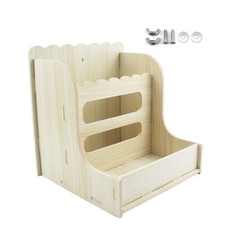 Amonk Wood Guinea Pig Hay Feeder for Cage 7x7x8in Including Mounting Screws
