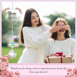 AZEEBOI Best Friend Birthday Gifts for Women, Bestie Gifts for Female Friend BFF Soul Sisters Work Bestie, Graduation Friendship Thank You Gifts, Sun Catcher with Crystals for Indoor Window Hanging