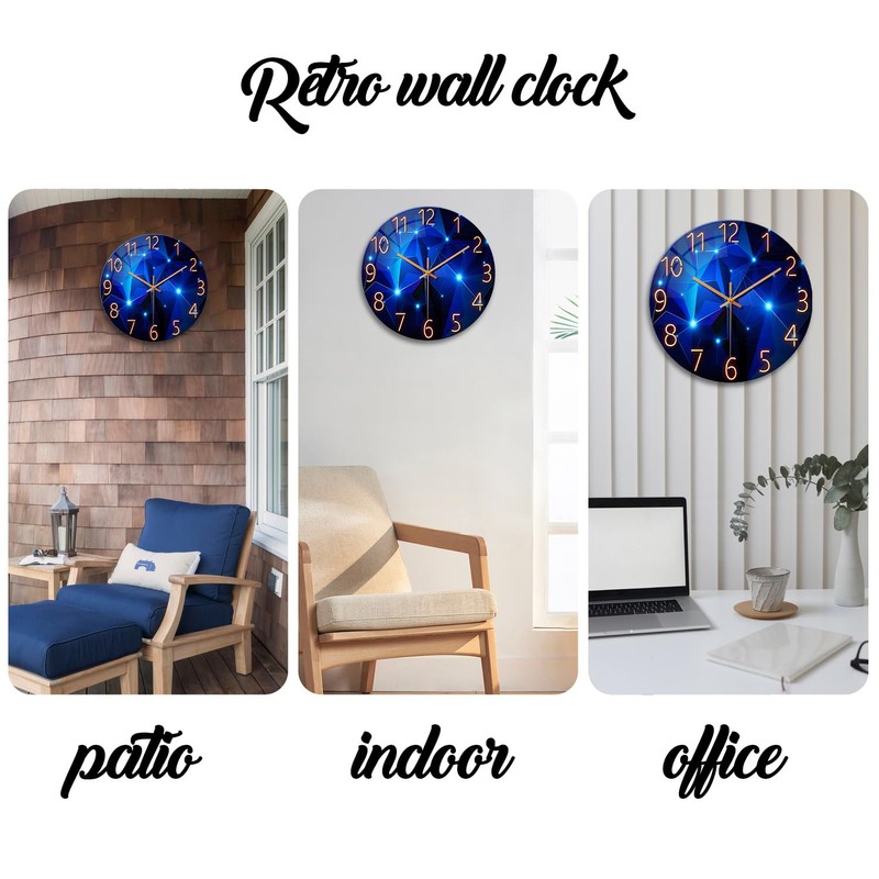 Blue Wall Clock for Living Room Decor Kitchen Wall Clocks