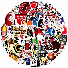 Garegce 100pcs Rugby Stickers, Sports Themed Vinyl Stickers, Waterproof Graffiti Style, Decorative Decals for Water Bottles Laptops Skateboards Guitars Luggage, Ideal for Rugby Fans and Teens