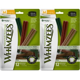 Whimzees Natural Dental Care Stix Dog Treats Medium - 14 Pack - (Dogs 25-40 lbs) - Pack of 2