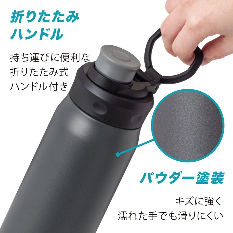Atlas ADHB-600GY Water Bottle, 20.3 fl oz (600 ml), Cold