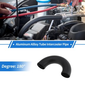 INFINAUTO 3" OD 180 Degree U Bend 6064 Aluminum Alloy Tube Intercooler Pipe Surface Blasting Air Intake Connection Hose W/Double Bead Roll 3.9" Length Black