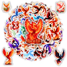 BETANAS 108 pcs Magic Phoenix Sticker Fire, Dark, Lighting, Ice, Water Chibi Stickers Vinyl Waterproof for Kids Car Decal, Hard hat Scrapbook Birthday Christmas Gift Funny Girl Boy