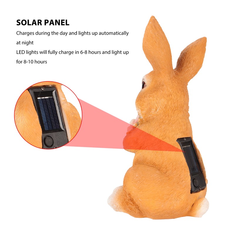 Solar Rabbit Statue Cute Handpainted Resin Bunny Statue Decor Rabbit