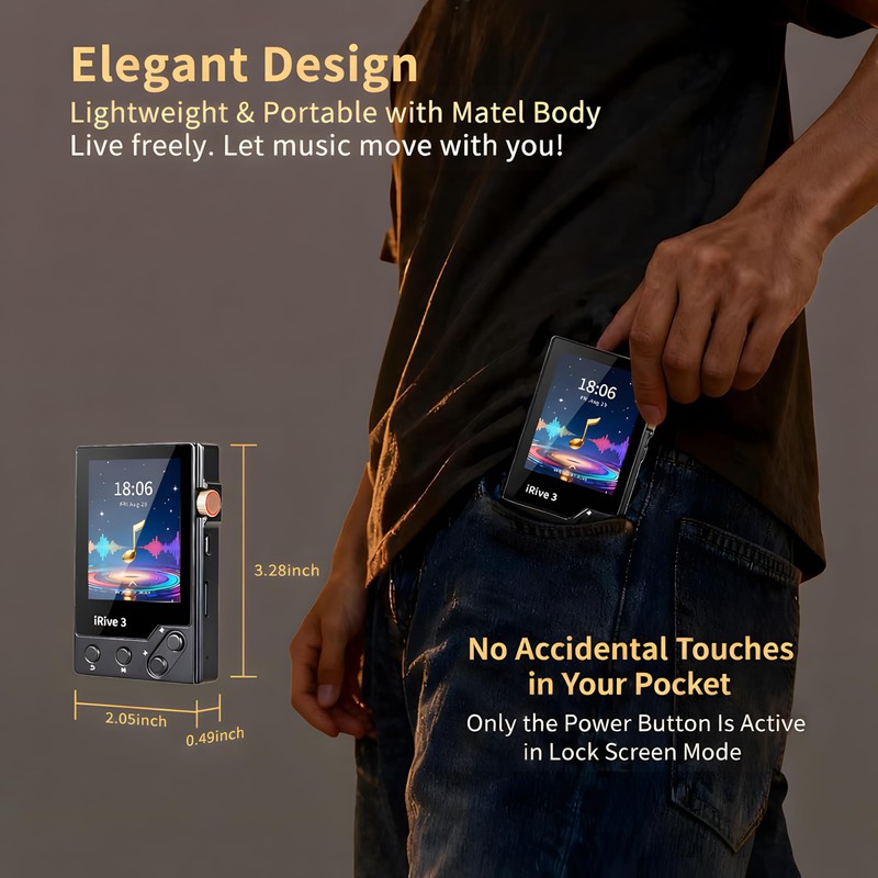 iRive3 MP3 Player Clear HiFi Stereo Sound 32GB Bluetooth Music