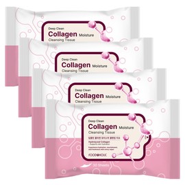 (4 pcs) Foodaholic Deep Clean Collagen Moisture Cleansing Tissues (30 sheets) / Portable Moist Deep Cleansing / (4개)푸드어홀릭 딥클린 콜라겐 모이스처 클렌징 티슈 30매 휴대용 촉촉한 딥클렌징