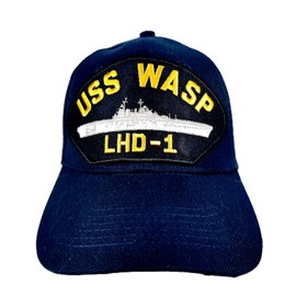 EAGLE CREST USS Wasp LHD-1 Embroidered Patch Cap Baseball Hat Strapback Navy Blue