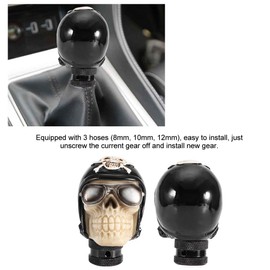 Wakects Skull Style Pilot Hat Car Metal Gear Knob Gear Shift Lever Universal Gear Head Replacement Parts Car Gear Knob with 3 Tubes 8mm 10mm 12mm