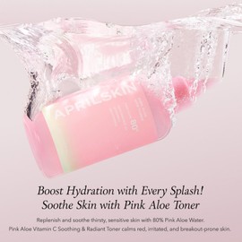 APRILSKIN APRILSKIN Pink Aloe Vita Toner | Calms and Soothes Redness, Smoothens, and Controls Excess Sebum | 80% Pink Aloe Vera Water | Hydrating, Non-Sticky | Clean & Vegan Korean Skin Care (8.45 fl.oz)