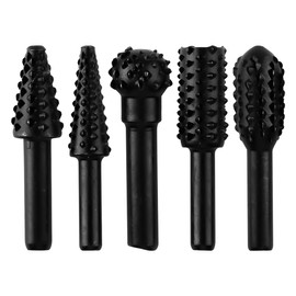 Lotsdonxia Set of 5 Woodworking Engraving Drills, Woodworking Electric Rotary Tool Burr Bits for Carving, Polishing, Grinding and Grooving Wood(Black)