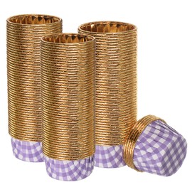 sourcing map Gold Purple Plaid Cupcake Cups, 150pcs Aluminum Foil 3.5oz Standard Cupcake Liners Cupcake Baking Cups for Birthday Party Supplies Weddings Decorations