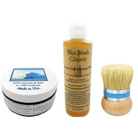 Chalk Mountain Brushes 3 Pack Furniture Wax Starter Kit. 1 Original design palm brush 1 8oz Natural wax brush cleaner 4oz Dark Antiquing