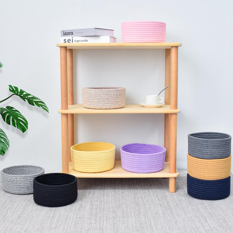 ABenkle Small Woven Basket, Empty Tiny Shallow Storage Basket, Mini