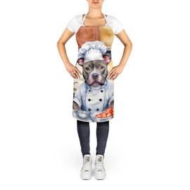 Caroline's Treasures Pit Bull Terrier The Chef Apron Cooking Kitchen Server Baking Crafts Gardening for Adult Women Men, Unisex, Large, Multicolor