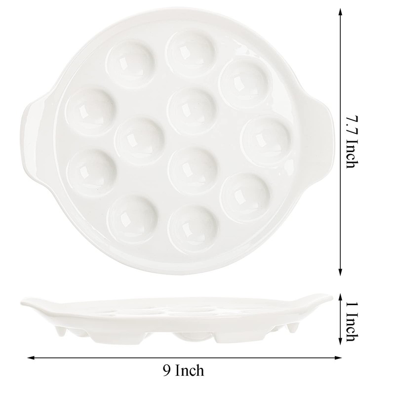Okllen 4 Pack Ceramic Escargot Plates with 12 Holes and
