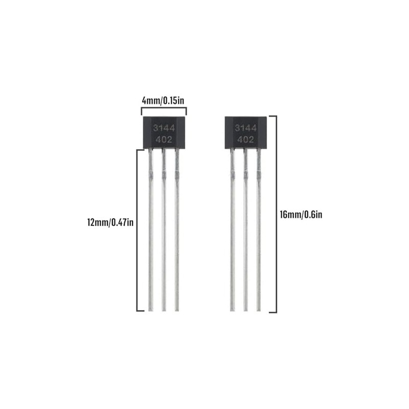 ALLECIN 20Pcs A3144 3144 Hall Effect Sensor OH3144 AH3144E 3Pins