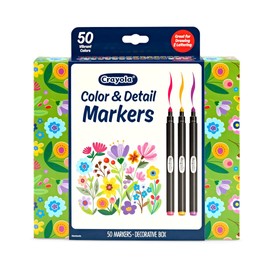 Crayola Color & Detail Marker Set (50ct) Drawing Markers for Adults, Art Markers, Graphic & Fine Tip, Gift for Teens & Adults