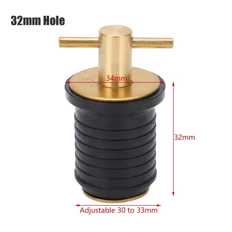 IGTOPS Brass T-Handle 1 Inch or 1-1/4 Inch Drain Plug