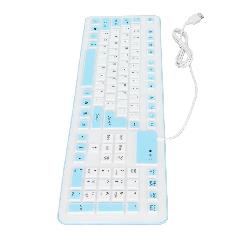 Foldable Silicone Keyboard 106 Keys Waterproof Dustproof Foldable USB Wired